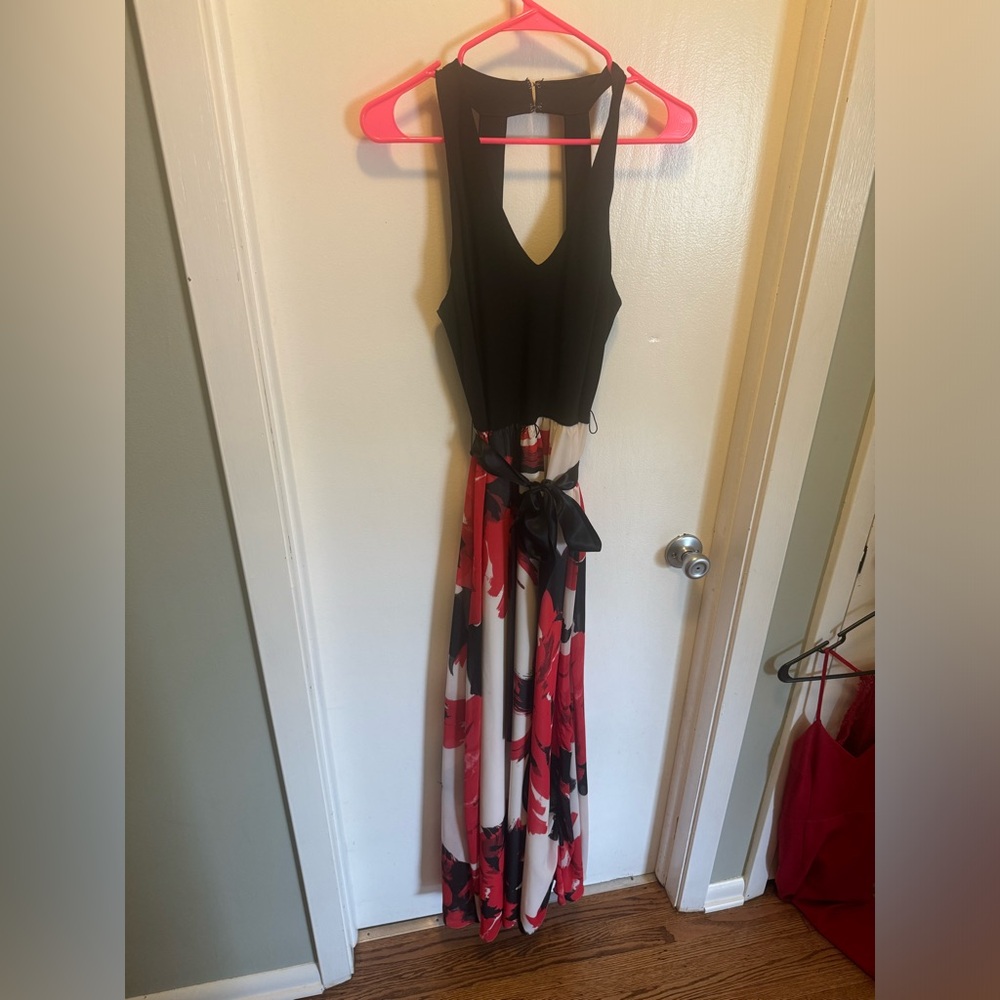 Red white and black cocktail dress